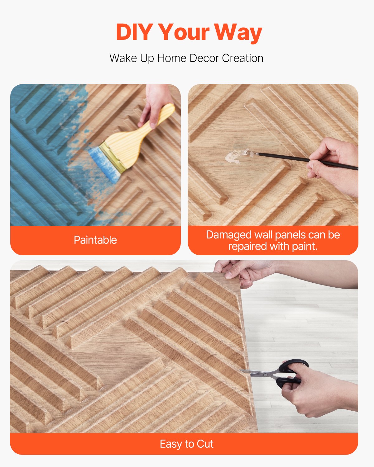 3D Slat Wall Panels 12-Pack 19.7x19.7'' PVC 32 Sq.Ft Coverage Light Wood