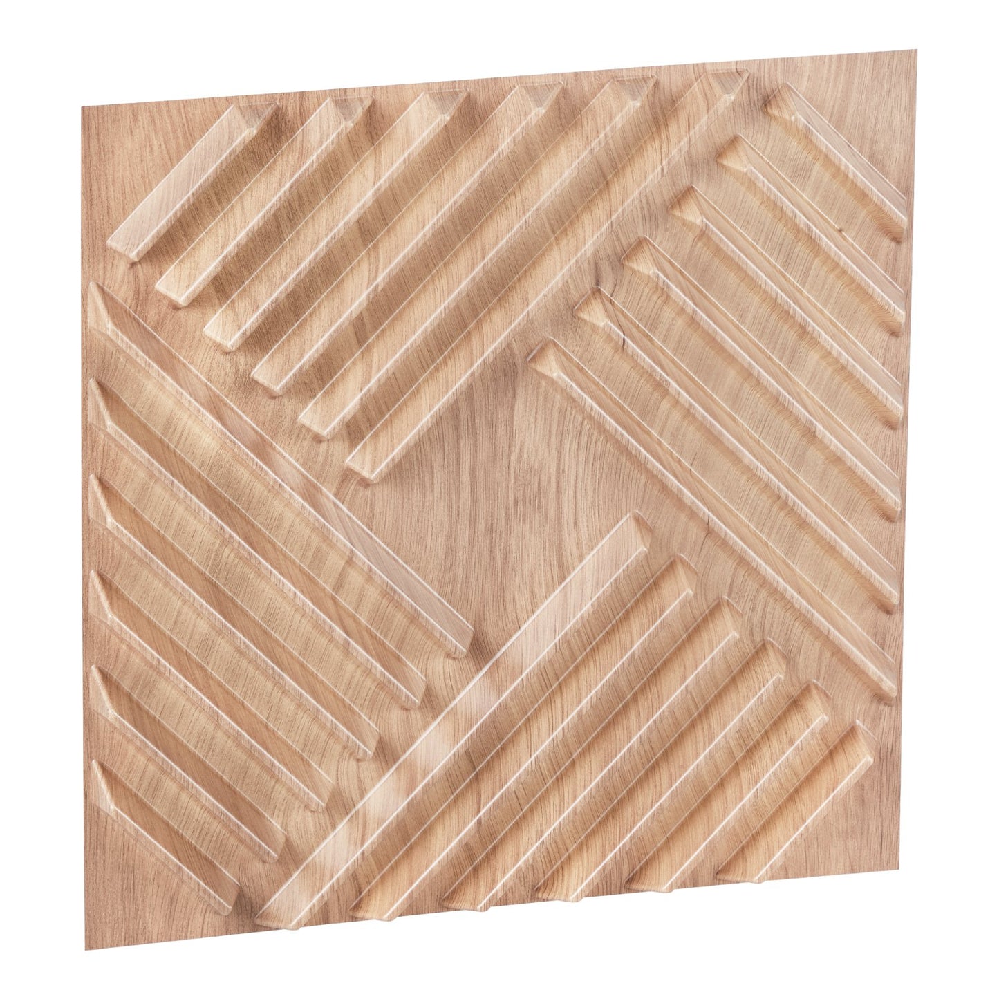 3D Slat Wall Panels 12-Pack 19.7x19.7'' PVC 32 Sq.Ft Coverage Light Wood