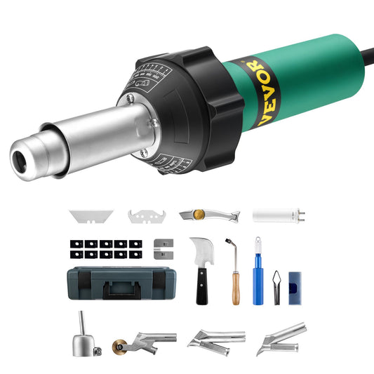 Heißluft-Kunststoffschweißgerät, 1600 W, PVC, TPO, Vinyl, Heißluftpistole, Taschenlampe und 14 Zubehörteile