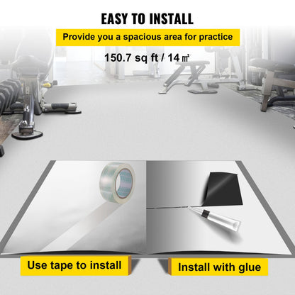 Dance Floor, 6.6 x 23 ft Dance Floor Roll, 0.06 Inch Thick PVC Vinyl Dance Floor, Black/White Reversible Portable Dance Floor, Non-Slip Dance Floors, Ballet Dance Floor for Jazz, Pop, Lyrical Style