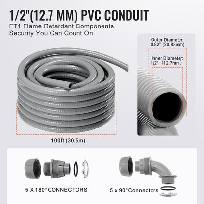 1/2 in flexibel vätsketät elektrisk PVC-ledning 100 fot icke-metallisk