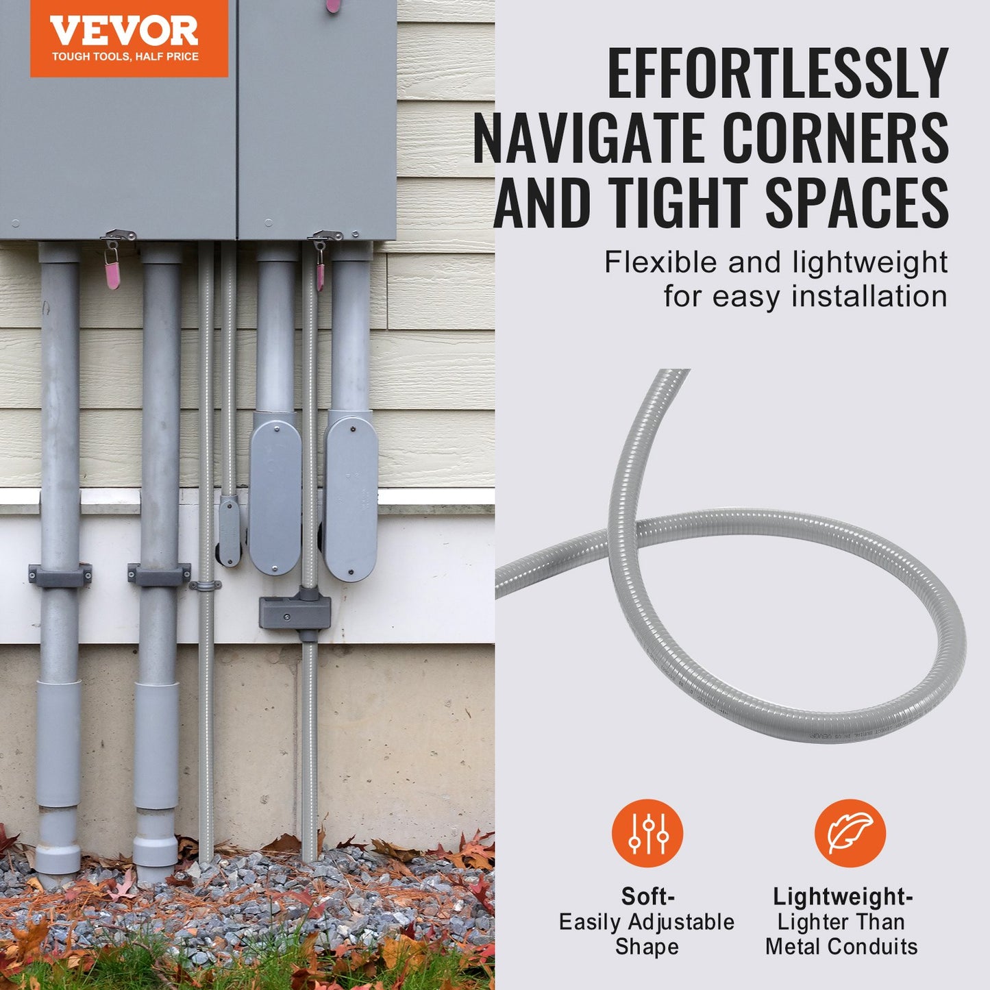 1 i flexibel vätsketät elektrisk PVC-ledning 100 fot icke-metallisk IP65