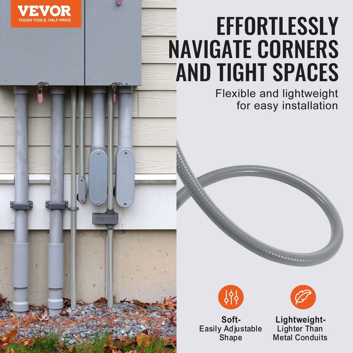 3/4 i flexibel vätsketät elektrisk PVC-ledning 100 fot icke-metallisk