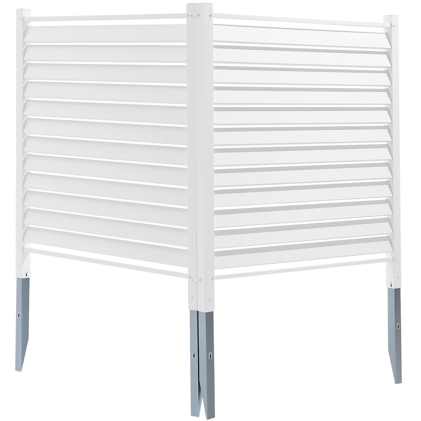48" B x 48" H Vinylskyddsstängselpaneler, luftkonditioneringsstängsel, utomhusskyddsskärmar för papperskorgen, poolutrustningsskåp, sekretessskärmsats paneler med jalusi (2 paneler)