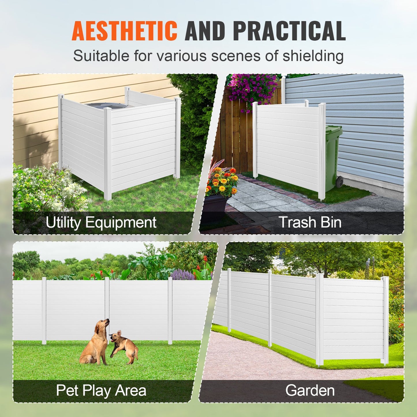 Outdoor Privacy Screens, 50" B x 50" H Luftkonditioneringsstängsel, Poolutrustningshölje, Horisontellt Vinyl Privacy-staket, perfekt för att omsluta papperskorgen och A/C-enheter (3-paneler)
