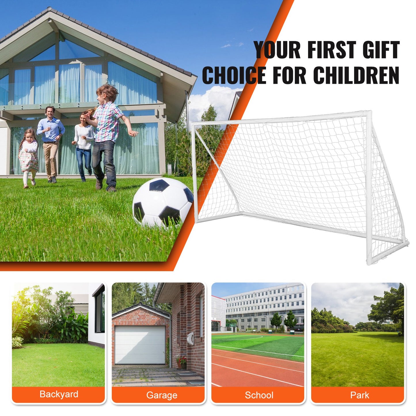 Tragbares Fußballtor, 12 x 6 Fuß großes Fußballnetz, Fußballnetz für den Garten von Erwachsenen und Kindern, großes Trainingsfußballnetz, Torset für Jugendtraining, Allwetter-Fußballtor mit Tragetasche, 1 Packung