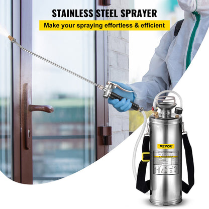 Stainless Steel Sprayer 10L Household Garden and Floor Cleaning Sprayer, Suitable for Current Neds in Industry, Agriculture, Commerce, Medicine and Other Industries