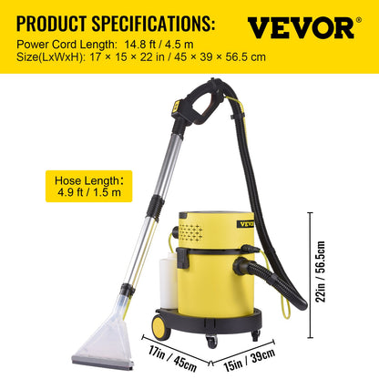 Våttorrdammsugare, 5,3 gallon 2 Peak HP, 4-i-1 bärbar butiksdammsugare med blås- och sprayfunktion, fjärrkontroll, HEPA- och svampfiltrering, 5 borstar för hushåll, bil
