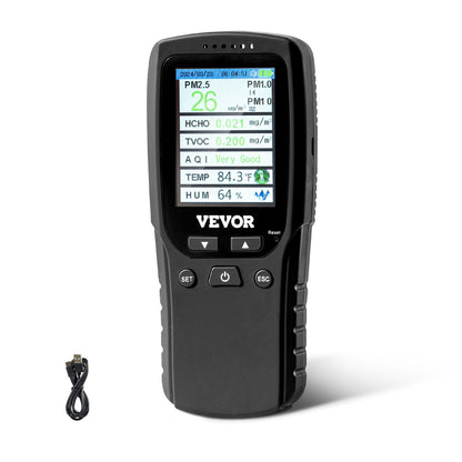 8-IN-1 luftkvalitetsmätare PM1.0/2.5/10 HCHO TVOC fuktighetsmätare