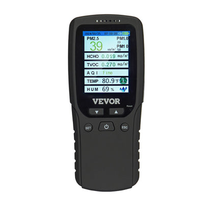 8-IN-1 luftkvalitetsmätare PM1.0/2.5/10 HCHO TVOC fuktighetsmätare