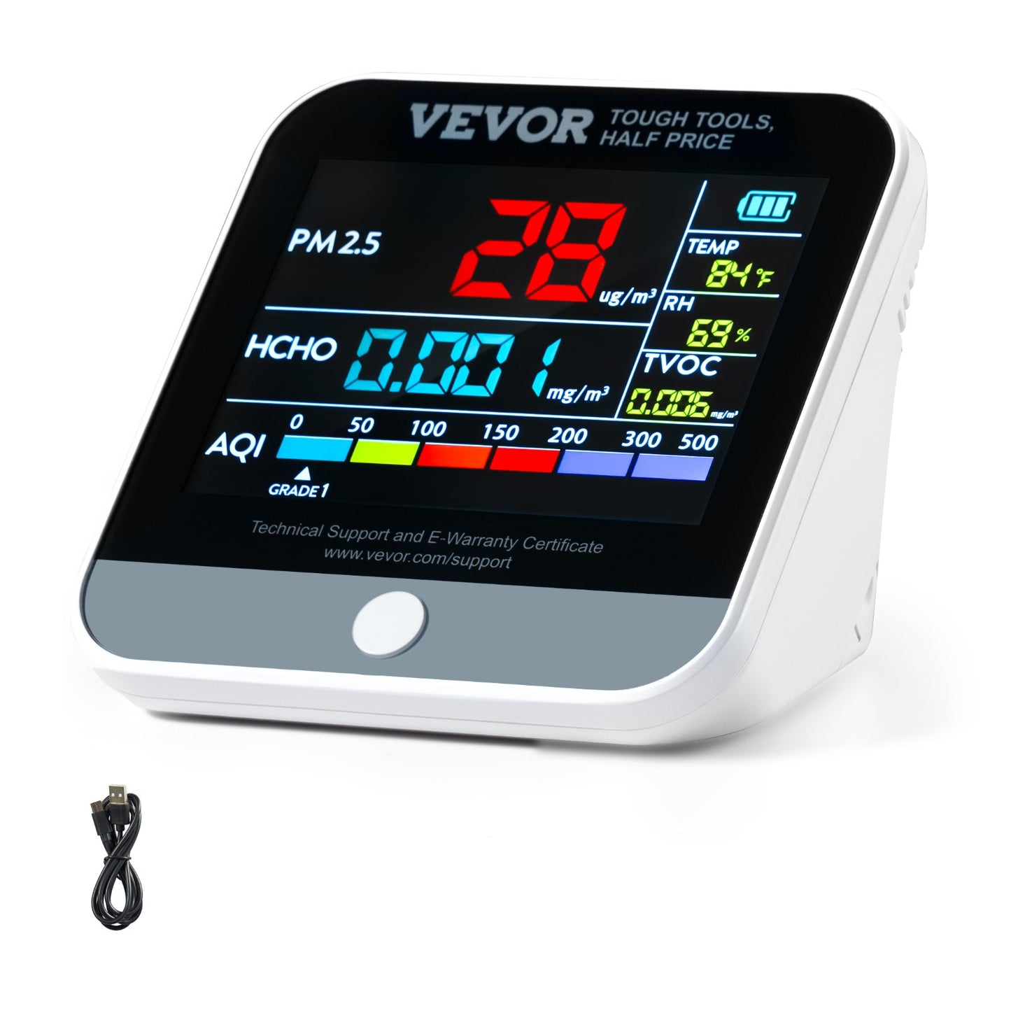 8-IN-1 Mini Air Quality Monitor Meter PM1.0/2.5/10 HCHO TVOC Tester