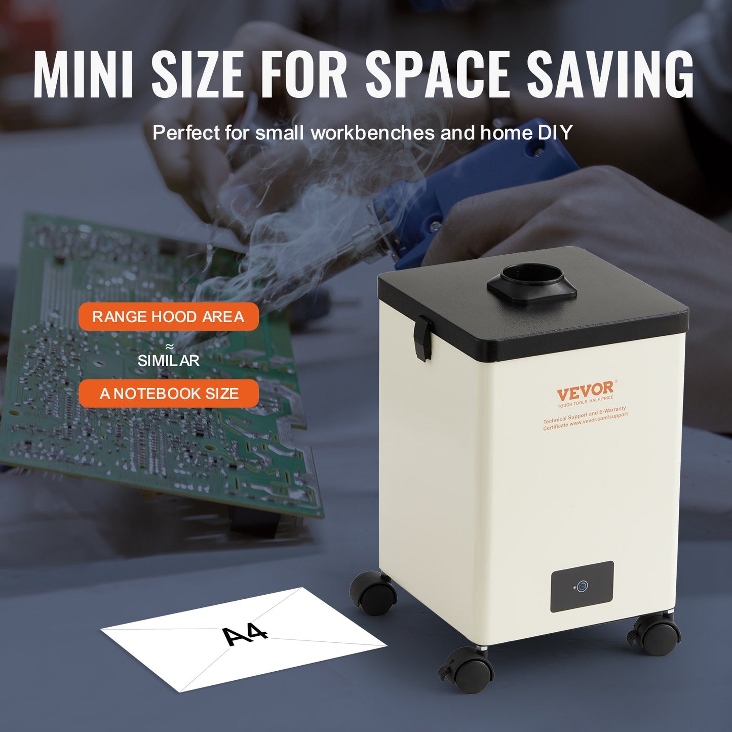 150W soldering fume extractor 3-stage filter 332 m³/h Strong suction