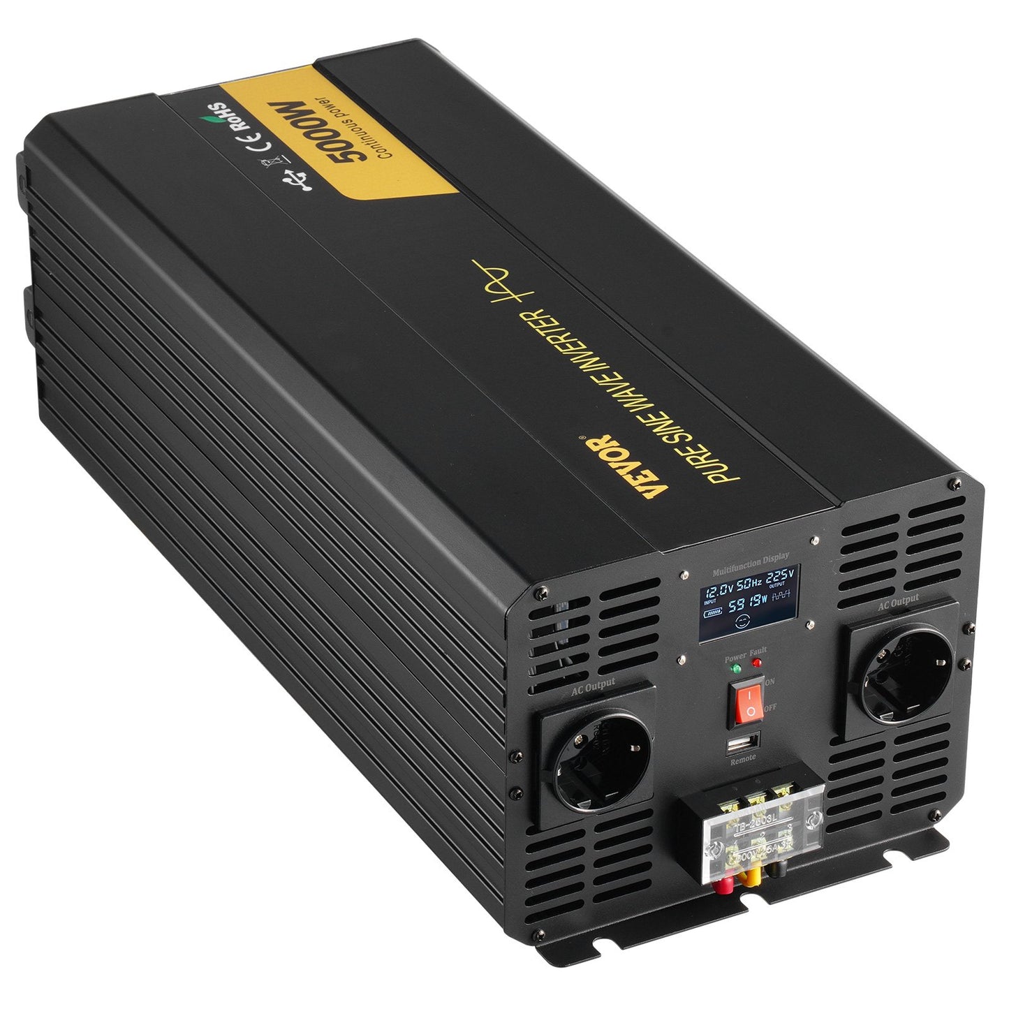 Pure Sine Wave Inverter Power Inverter 5000W DC12V to AC230V Inverter LCD