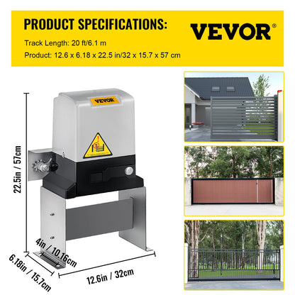 Garageportöppnare 1400LBS Automatisk skjutportsöppnare 600KG Elektrisk fjärrkontroll 40FT skjutportsmotor Skjutautomatiköppnardörr