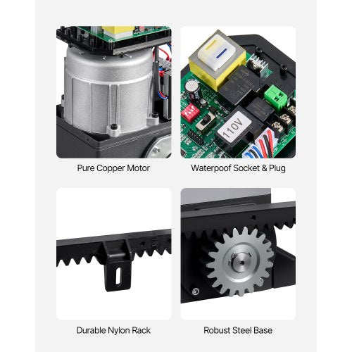 400W elektrisk skjutgrindsöppnare 900 kg kugghjulsspår infraröd sensor