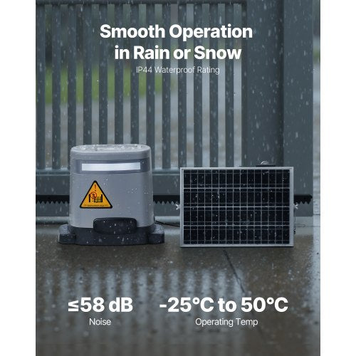 280W Solcellsgrindöppnare 740 kg Elektrisk grindöppnare med växelskena 2 fjärrkontroller