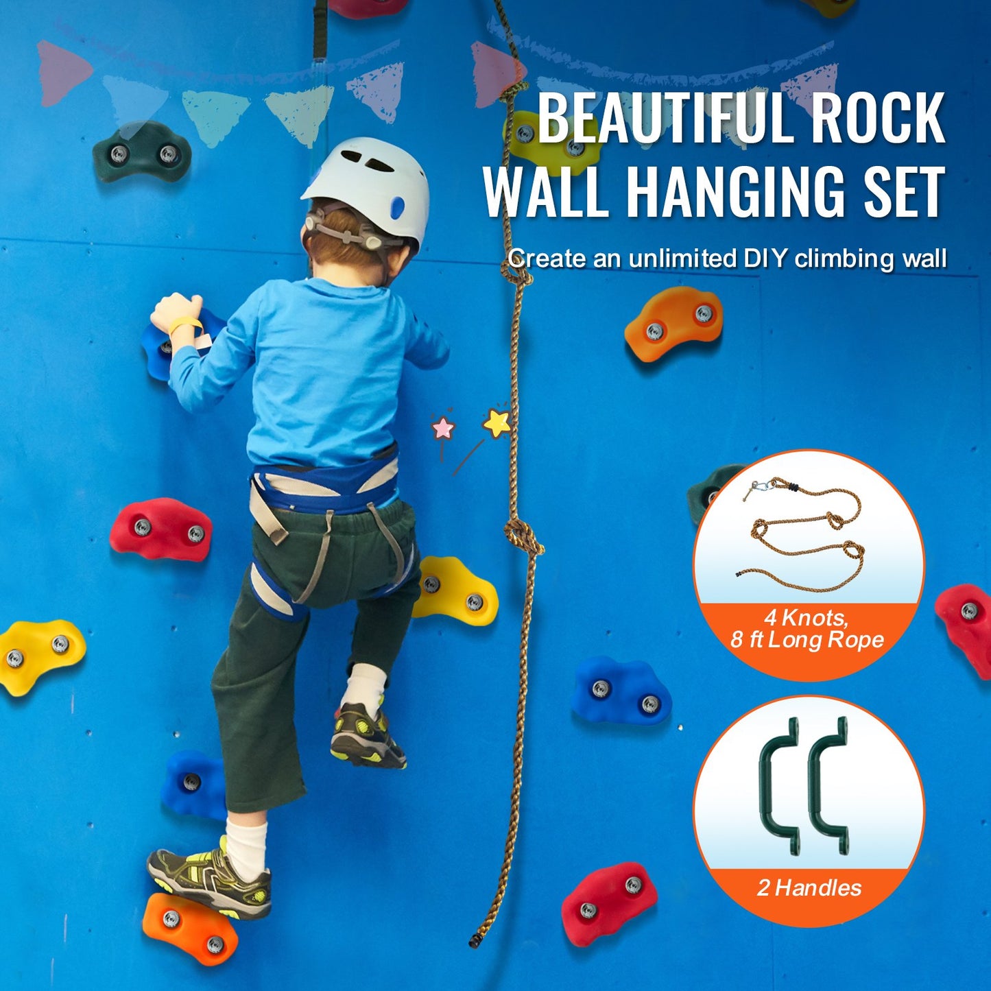 25 Rock Climbing håller klätterstenar med knutna rephandtag hårdvara