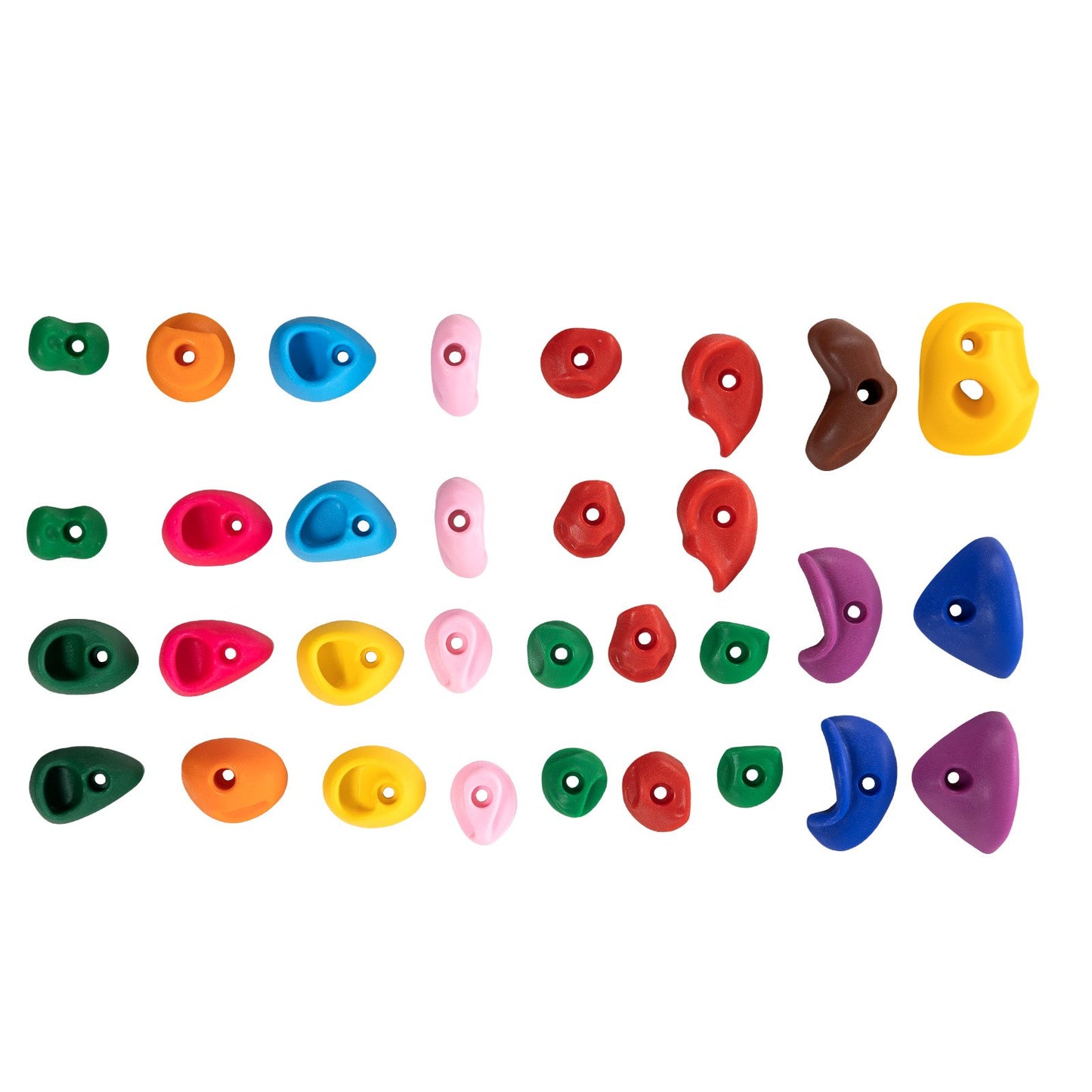 32 Klettergriffe Kletterfelsen mit farbiger Kletterseil-Hardware