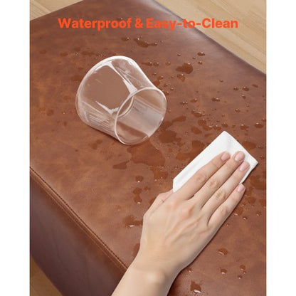 Sovrumsbänk i PU-läder med metallben Skobänk för entré Brun |  EU