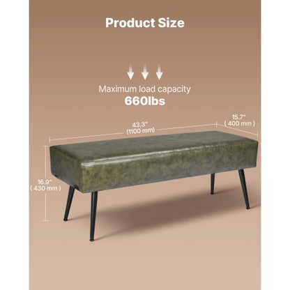 Sovrumsbänk i PU-läder med metallben Skobänk för entré Grön |  EU