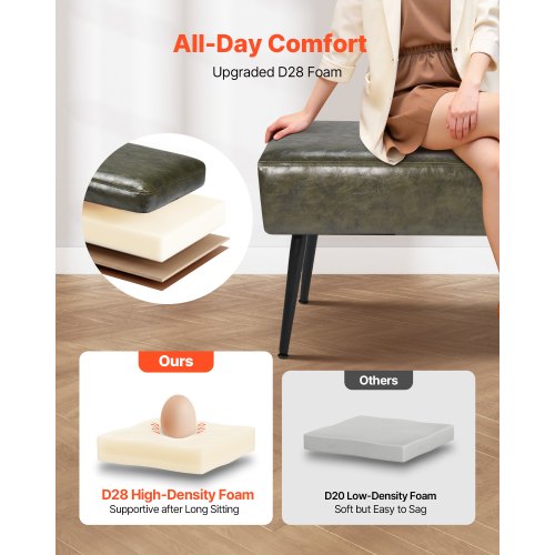 Sovrumsbänk i PU-läder med metallben Skobänk för entré Grön |  EU