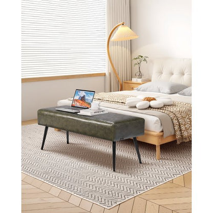 Sovrumsbänk i PU-läder med metallben Skobänk för entré Grön |  EU