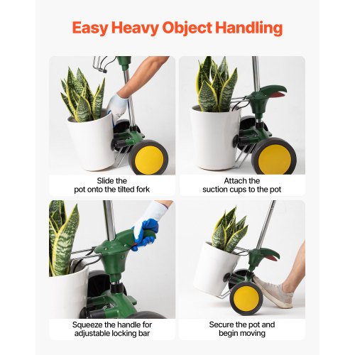 Garden Pot Mover Heavy Duty Potted Plant Trolley with Adjustable Handle | EU