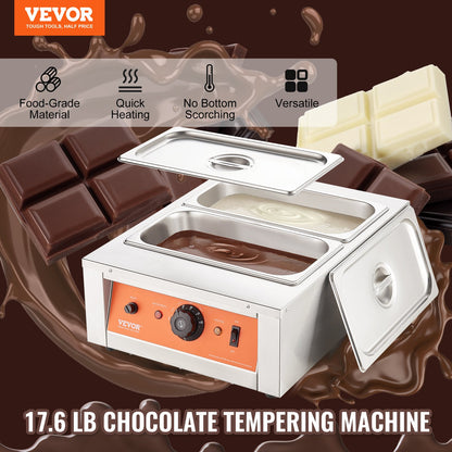 Chocolate Tempering Machine Chocolate Melting Pot 17.6 Pounds 2 Tanks