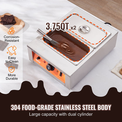 Chocolate Tempering Machine Chocolate Melting Pot 17.6 Pounds 2 Tanks