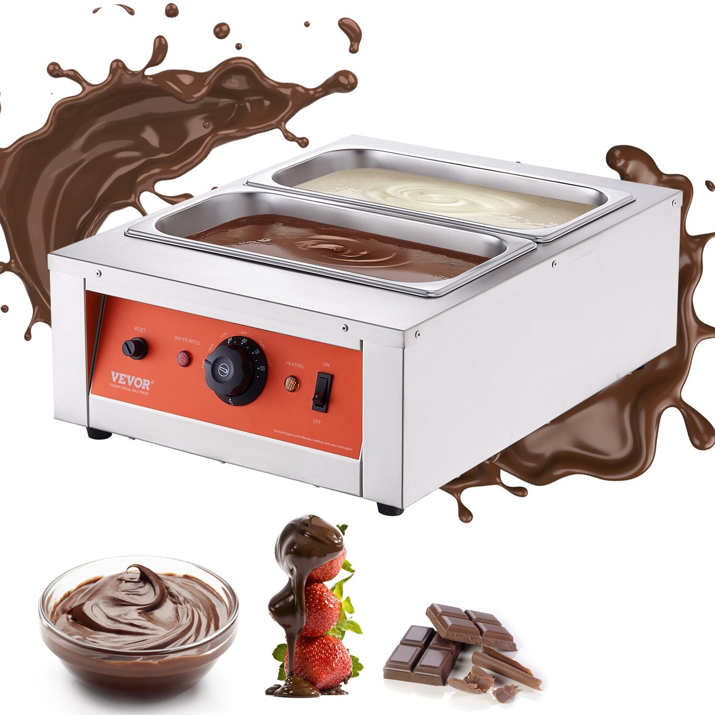 Chocolate Tempering Machine Chocolate Melting Pot 17.6 Pounds 2 Tanks