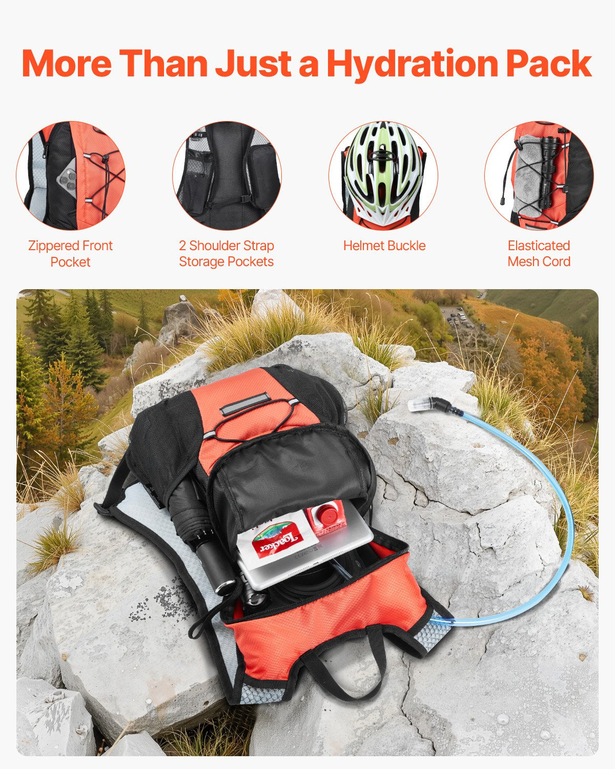 Lightweight Hydration Pack Backpack 2L Water Bladder Cycling Hiking Running