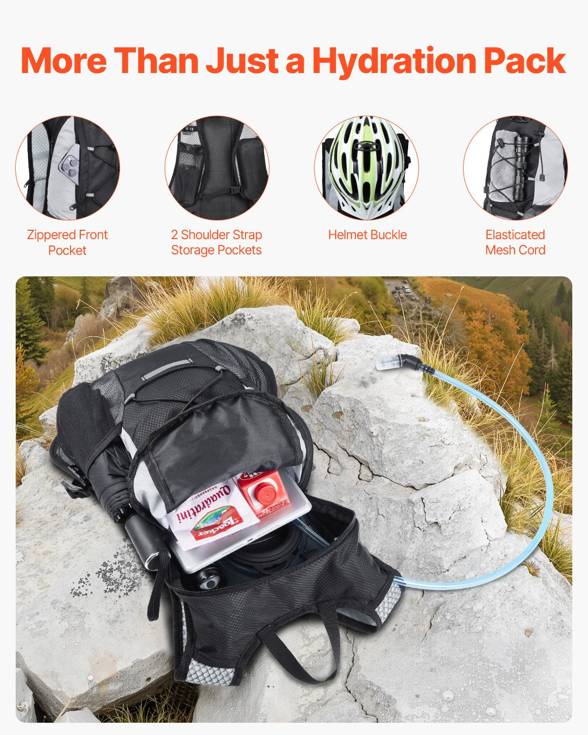 Lightweight Hydration Pack Backpack 2L Water Bladder Cycling Hiking Running