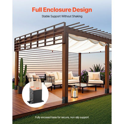 4x4 stolpbas 10 st, innerstorlek 3,6x3,6 tum / 91,44x91,44 mm stolpfästen, kraftiga däckstolpar i kolstål, trästolpfästen för paviljongdäck, räcke, stöddäck, bottenplatta, svart |  EU