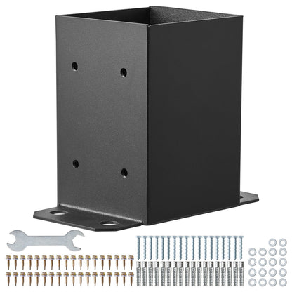 4x4 post base 4 pcs, inner size 3.6x3.6 post base brackets, heavy duty powder coated post anchor Matte black wooden post brackets for pavilion deck railing Support deck base plate