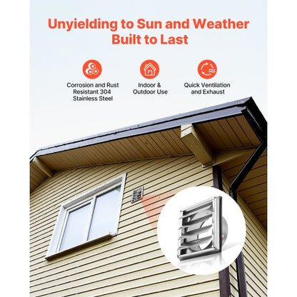 145 mm fyrkantig väggventilationsskydd med lameller i rostfritt stål AC-ventil 1-pack