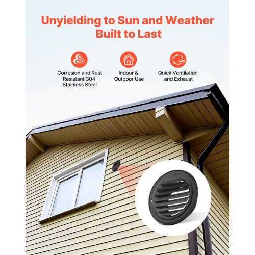 97 mm Rund Väggventilationsskydd Rostfritt Stål AC-ventil 2-pack Svart