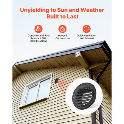 97 mm Rund Väggventilationsskydd Rostfritt Stål AC-ventil 2-pack Svart