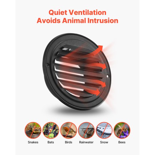 97 mm Rund Väggventilationsskydd Rostfritt Stål AC-ventil 2-pack Svart