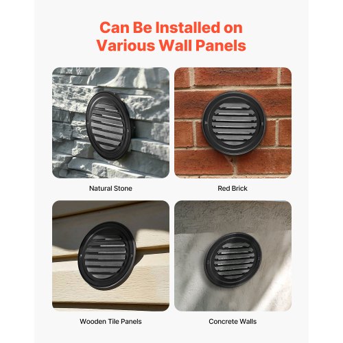 97 mm Rund Väggventilationsskydd Rostfritt Stål AC-ventil 2-pack Svart