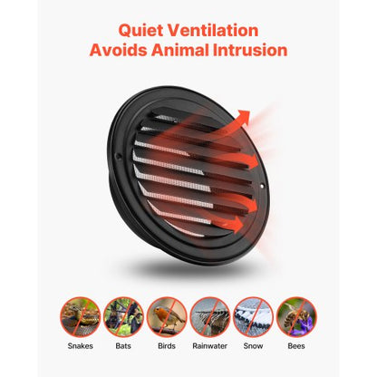 145 mm Rund Väggventilationsskydd Rostfritt Stål AC-ventil 2-pack Svart