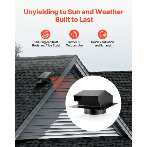 149 mm väggventilationsskydd SPCC ståltakavgas 1-pack svart