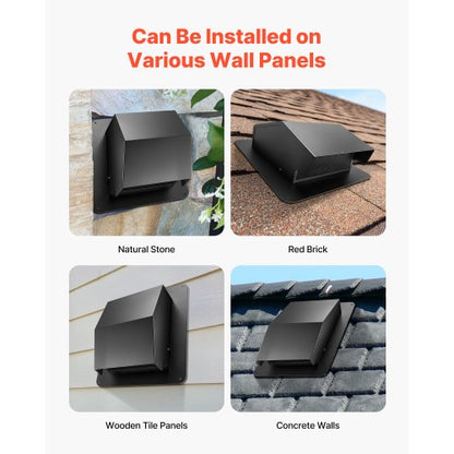 149 mm väggventilationsskydd SPCC ståltakavgas 1-pack svart