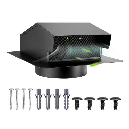 149 mm väggventilationsskydd SPCC ståltakavgas 1-pack svart