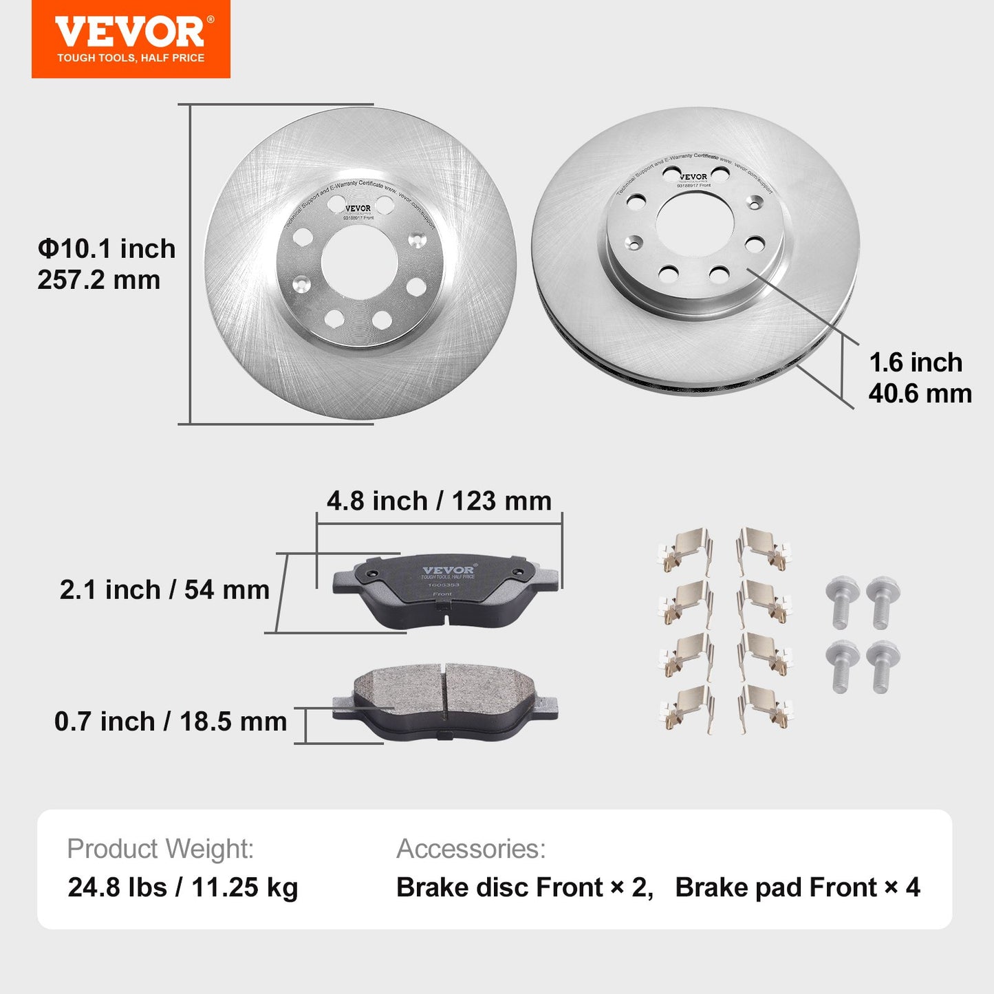 Front Ceramic Brake Rotor Pad Kit för Vauxhall Adam Corsa D Box Hatchback
