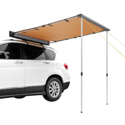 Car Side Awning, Large 6.6' x 8.2' Shade Coverage Vehicle Awning, PU3000mm UV50+ Retractable Car Awning with Waterproof Storage Bag, Height Adjustable, Suitable for Truck, SUV, Van, Campers