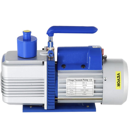 Vacuum Pump, 10CFM 1 HP, Two-Stage Rotary Vane Vacuum Pump, 220V 5 PA Plant HVAC Refrigerant Air Tool for HVAC, Automatic AC Refrigerant Refilling, Wine Degassing and Food Processing, Blue