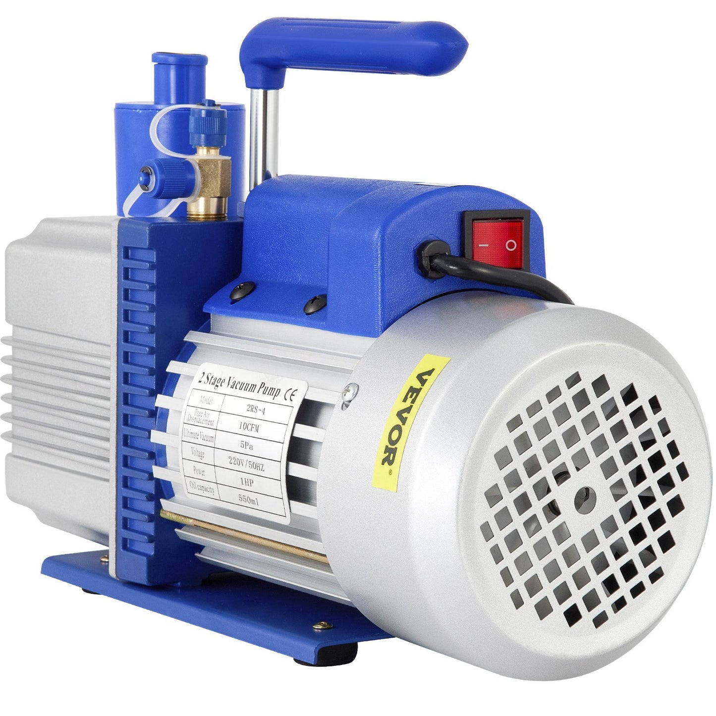 Vacuum Pump, 10CFM 1 HP, Two-Stage Rotary Vane Vacuum Pump, 220V 5 PA Plant HVAC Refrigerant Air Tool for HVAC, Automatic AC Refrigerant Refilling, Wine Degassing and Food Processing, Blue