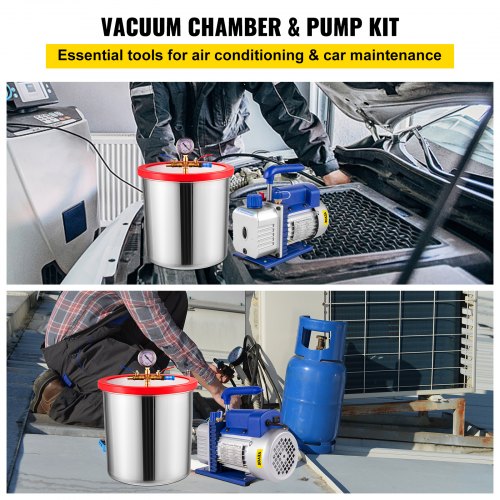 5 gallon vacuum chamber &amp; 1/4 hp 3cfm single stage vacuum pump to remove gases | EU