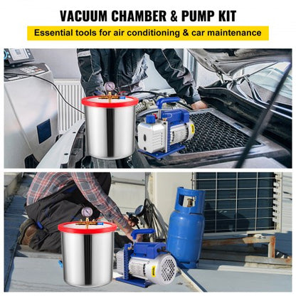 5 gallon vacuum chamber &amp; 1/4 hp 3cfm single stage vacuum pump to remove gases | EU