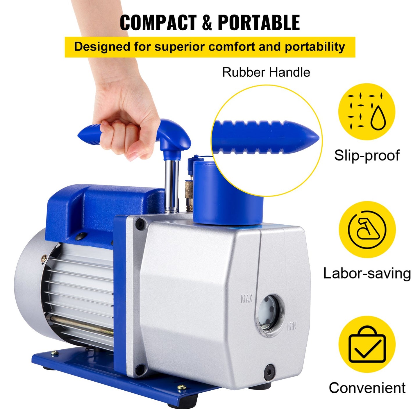 6 CFM 1/2 HP Refrigeration Vacuum Pump, 2 Stage Air Vacuum Pump AC Refrigeration Kit, Vacuum Forming Refrigeration Vacuum Packing, 1/2 HP HVAC Combo Air Conditioning Refrigeration
